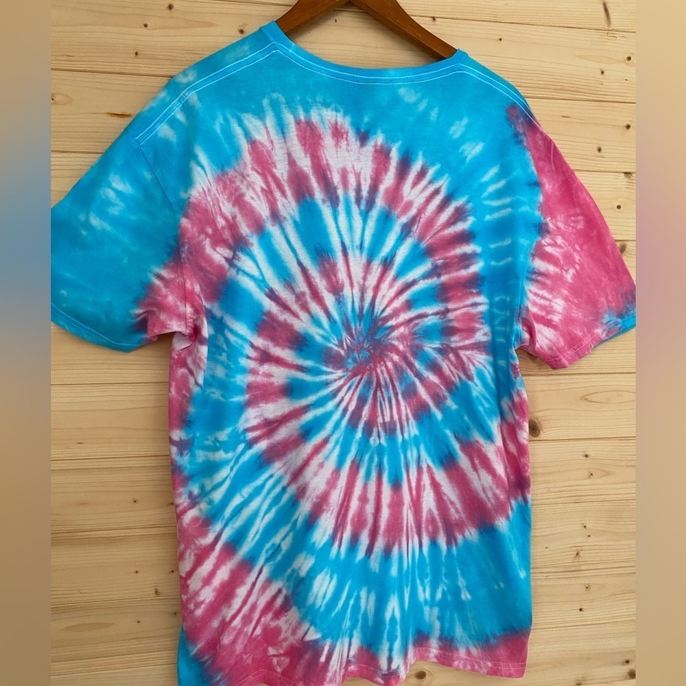 NEW Unisex XL GILDAN Soft Style Gender Reveal Pink Blue Spiral Tie-Dye T-Shirt - Picture 5 of 8